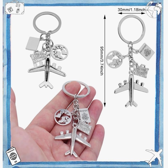 Silver Travel Charm Keychain (buy now) - Picture 3 of 4